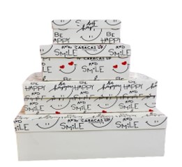 CAJA DE TORTA BE HAPPY 30X30X6 100UNDS